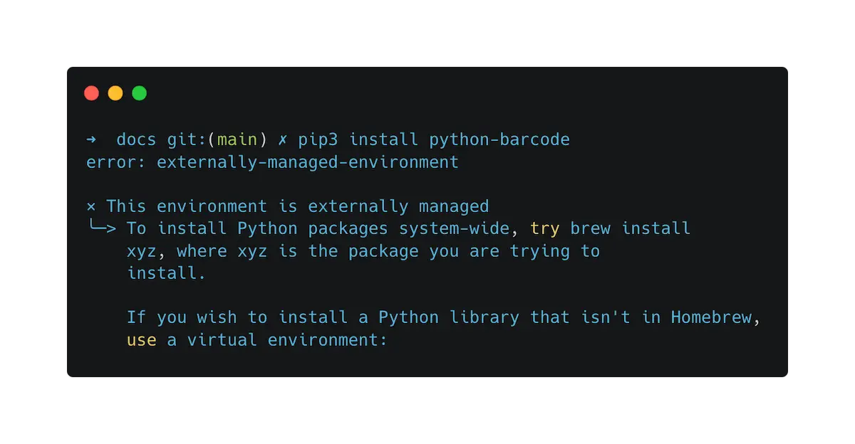 A terminal displaying a warning